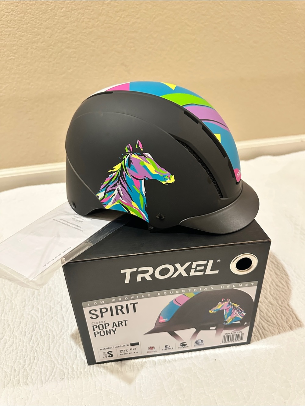 Troxel Spirit Pop Art Pony Kids Helmet - Black with Multicolor Accents